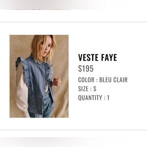 Sézane Veste Faye. Brand new with tags size small.